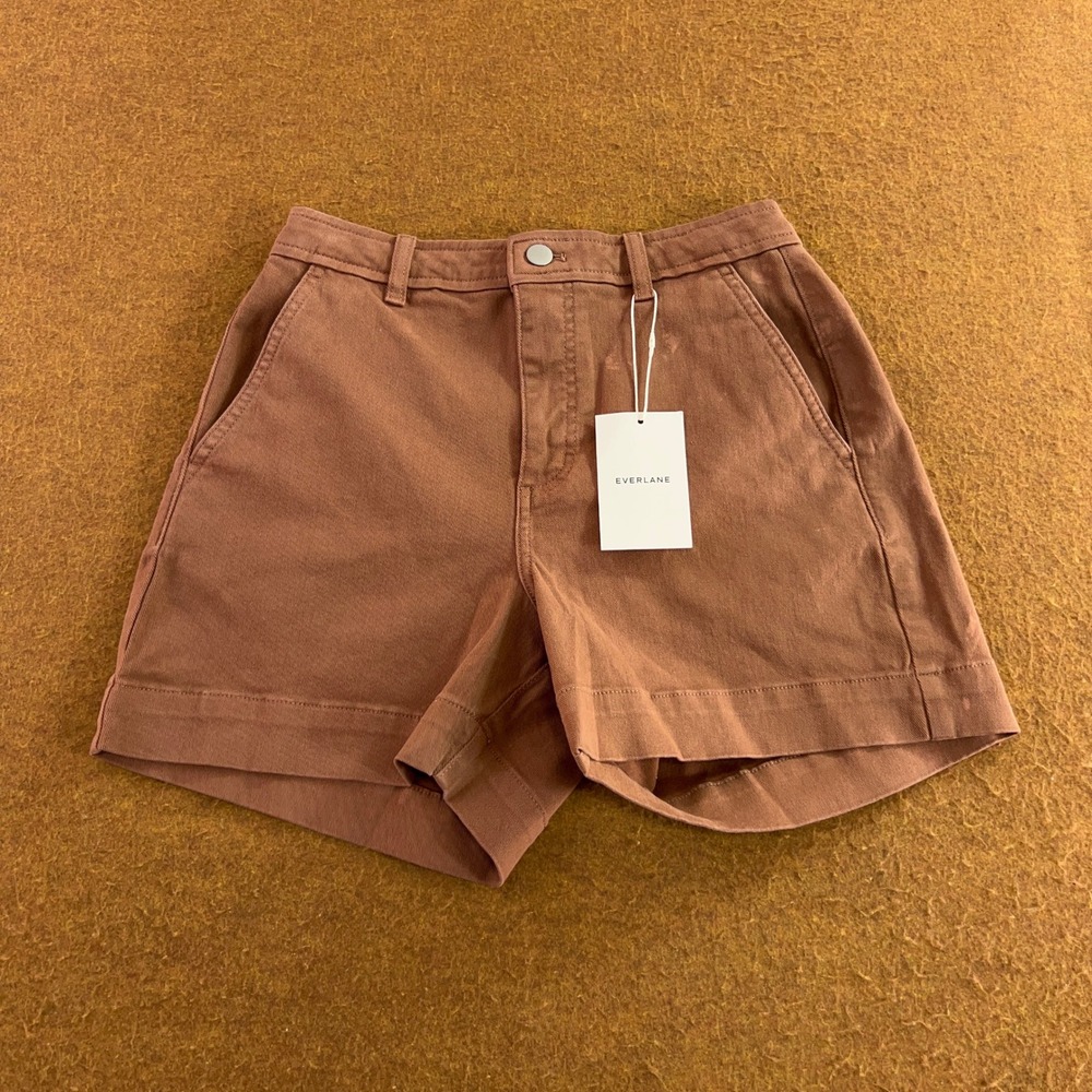 Everlane Women 4 Brown Organic Cotton Stretch Chino Shorts NWT *Flaw